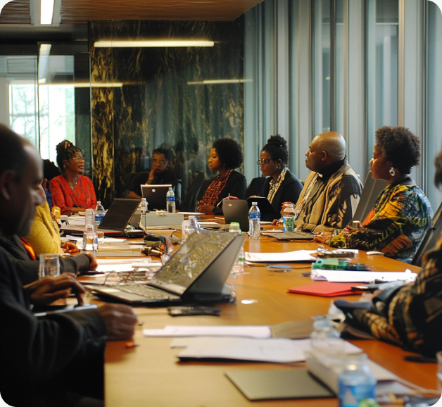 Professionals collaborating in a workshop